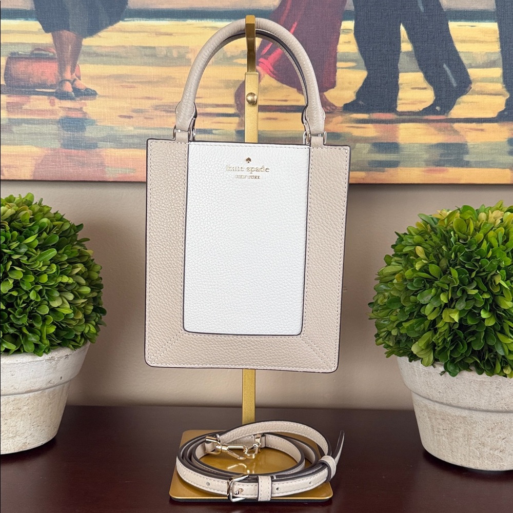 KATE SPADE ♠️ New York 🤎Lena🤎 COLORBLOCK PEBBLED LEATHER MINI TOTE BAG - Picture 5 of 17